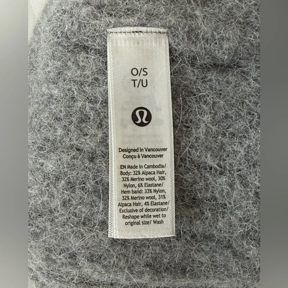 lululemonGray Merino Wool Alpaca Blend Beanie Chunky Cozy Soft Unisex O/S
